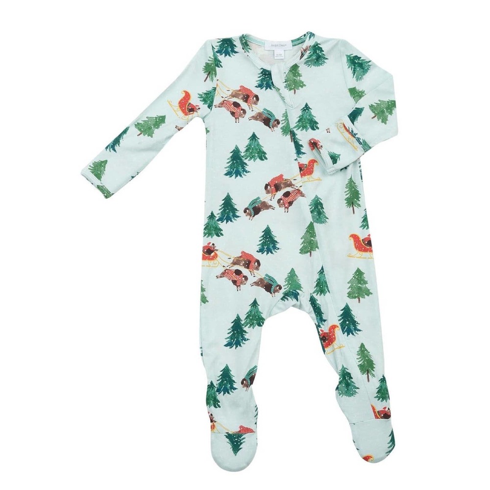 Angel Dear 6/9M Winter Bison Zipper Footie